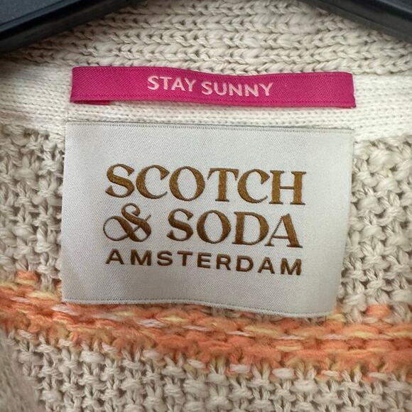 Scotch & Soda Cardigan Sweater Womens Medium Stripe Tie Waist Vanilla Organic - Picture 3 of 6